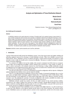 Analysis and Optimization of Tirana Distribution Network