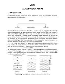 Unit 1 Semiconductor Physics