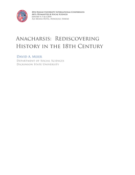 Anacharsis: Rediscovering History in the 18Th Century