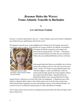 Braemar Rules the Waves: Trans-Atlantic Tenerife to Barbados
