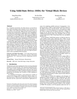 Using Solid-State Drives (Ssds) for Virtual Block Devices