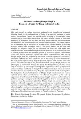 Re-Contextualizing Bhagat Singh's Freedom Struggle For