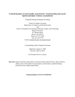 Cortical Dynamics of Contextually Cued Attentive Visual Learning and Search: Spatial and Object Evidence Accumulation