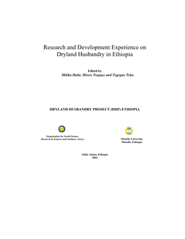 Research and Development Experience on Dryland Husbandry in Ethiopia