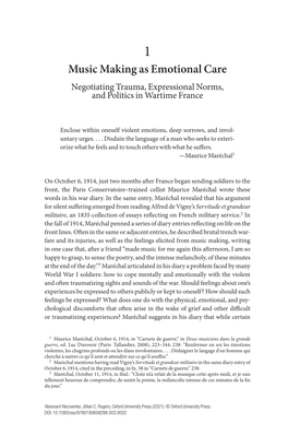 Music Making As Emotional Care Negotiating Trauma, Expressional Norms, and Politics in Wartime France