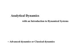 Analytical Dynamics