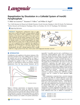 Repeptization by Dissolution in a Colloidal System of Iron(III) Pyrophosphate † ‡ † Y