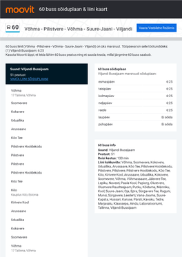 60 Buss Sõiduplaan & Liini Marsruudi Kaart