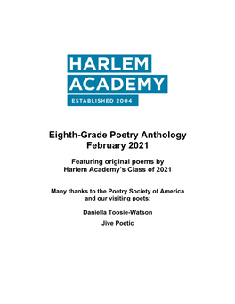 Eighth-Grade Poetry Anthology February 2021