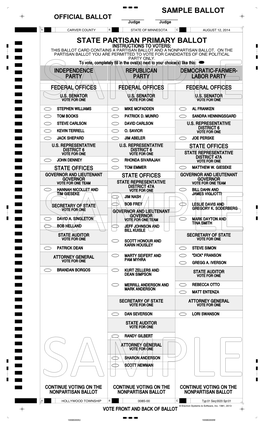 State Partisan Primary Ballot Sample Ballot