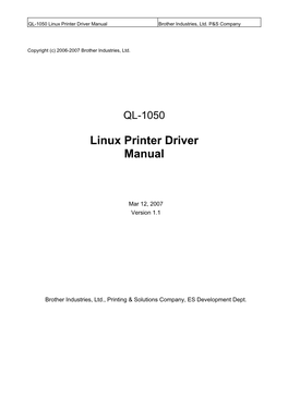Linux Printer Driver Manual Brother Industries, Ltd