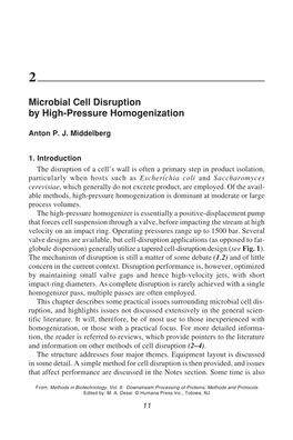 Microbial Cell Disruption by High-Pressure Homogenization