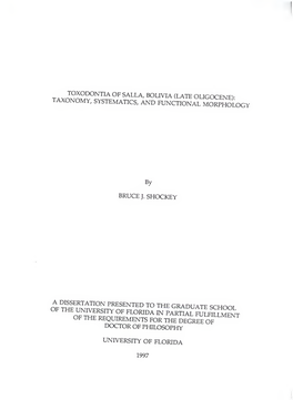 Toxodontia of Salla, Bolivia (Late Oligocene) : Taxonomy, Systematics