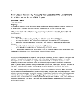 4 New Circular Bioeconomy Packaging Biodegradable in the Environment: H2020 Innovation Action YPACK Project Prof