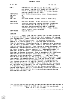 Document Resume Ed 317 927 Cg 022 446 Title Aids