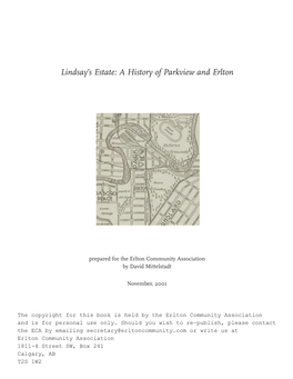 Lindsay's Estate: a History of Parkview and Erlton