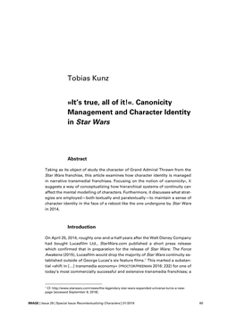 Canonicity Management and Character Identity in Star Wars