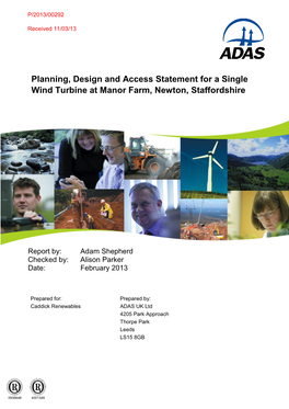 Planning, Design and Access Statement for a Single Wind
