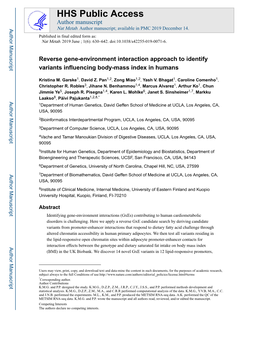 Reverse Gene-Environment Interaction Approach to Identify Variants Influencing Body-Mass Index in Humans