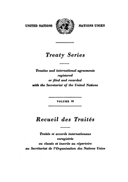 Treaty Series Recueil Des Traite-S