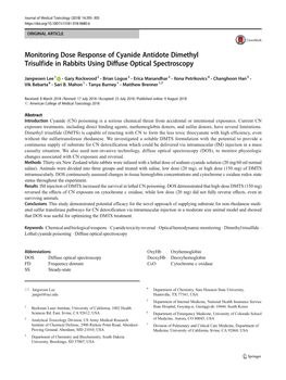 Monitoring Dose Response of Cyanide Antidote Dimethyl Trisulfide in Rabbits Using Diffuse Optical Spectroscopy