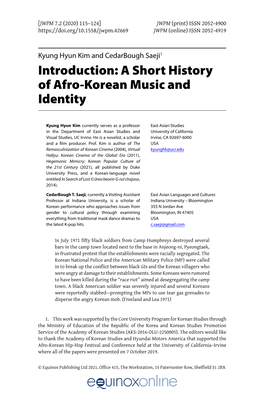 A Short History of Afro-Korean Music and Identity