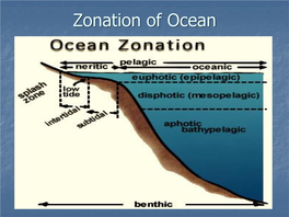 Zonation of Ocean the Ocean Can Be Divided Into Many Zones