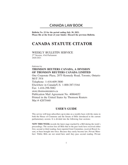 Canada Statute Citator Bulletin