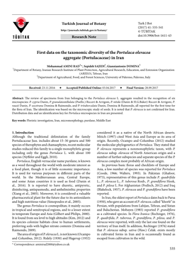 First Data on the Taxonomic Diversity of the Portulaca Oleracea Aggregate (Portulacaceae) in Iran