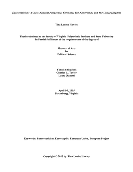 Euroscepticism: a Cross-National Perspective: Germany, the Netherlands, and the United Kingdom