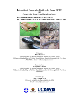 International Cooperative Biodiversity Group (ICBG) AP5 Conservation Research and Vertebrate Survey