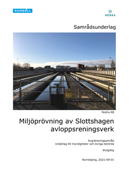 Miljöprövning Av Slottshagen Avloppsreningsverk