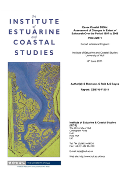 Essex Coastal Sssis – Assessment of Changes in Extent of Saltmarsh Over the Period 1997 to 2008 Natural England