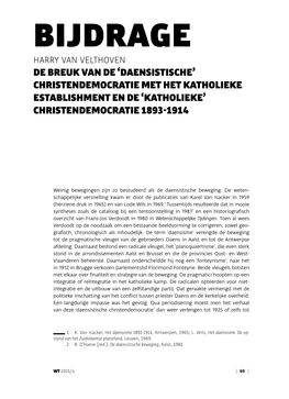Bijdrage Harry Van Velthoven De Breuk Van De ‘Daensistische’ Christendemocratie Met Het Katholieke Establishment En De ‘Katholieke’ Christendemocratie 1893-1914