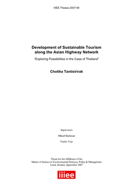Development of Sustainable Tourism Along the Asian Highway Network