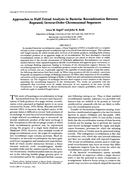 Approaches To-Half-Tetrad Analysis in Bacteria