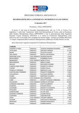 Processo Verbale Adunanza Iv