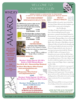 Wine Club Newsletter