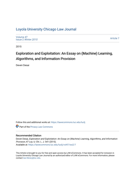 An Essay on (Machine) Learning, Algorithms, and Information Provision