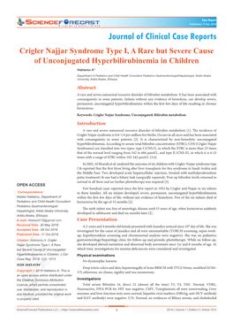 Crigler Najjar Syndrome Type I, a Rare but Severe Cause of Unconjugated Hyperbilirubinemia in Children