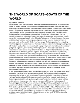 The World of Goats–Goats of the World