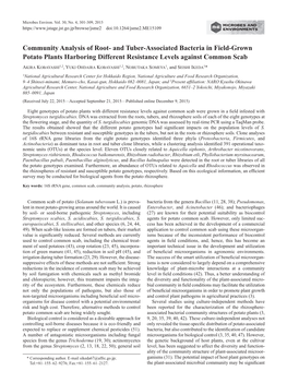 Community Analysis of Root-And Tuber-Associated Bacteria in Field