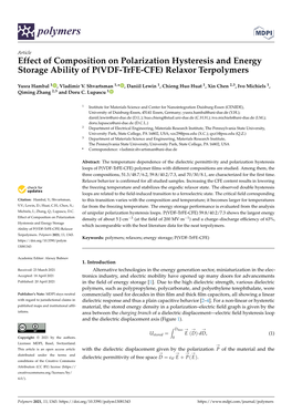 Effect of Composition on Polarization Hysteresis and Energy Storage Ability of P(VDF-Trfe-CFE) Relaxor Terpolymers