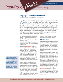 Surgery: Another Point of View Nancy Baldwin Carter, Omaha, Nebraska, N.Carter@Cox.Net