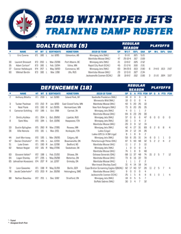 2019 Winnipeg Jets Training Camp Roster