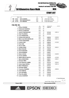 50 Kilometres Race Walk