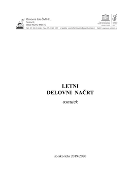 Letni Delovni Načrt 2019/2020