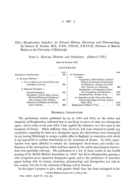 Strophanthus Hispidus: Its Natural History, Chemistry, and Pharmacology