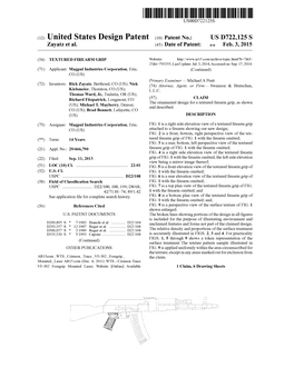 (12) United States Design Patent (10) Patent No.: US D722,125S Zayatz Et Al