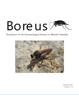 Newsletter of the Entomological Society of British Columbia